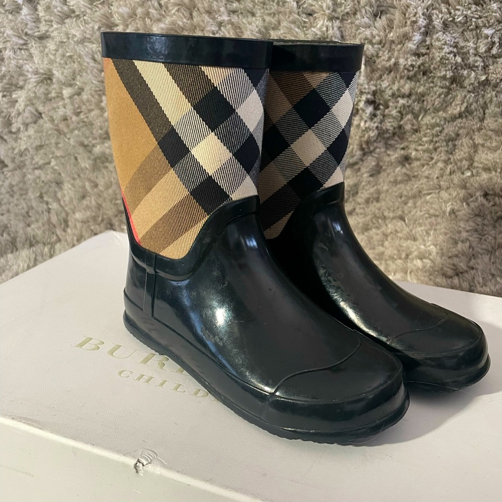 Girls Burberry check rain boots